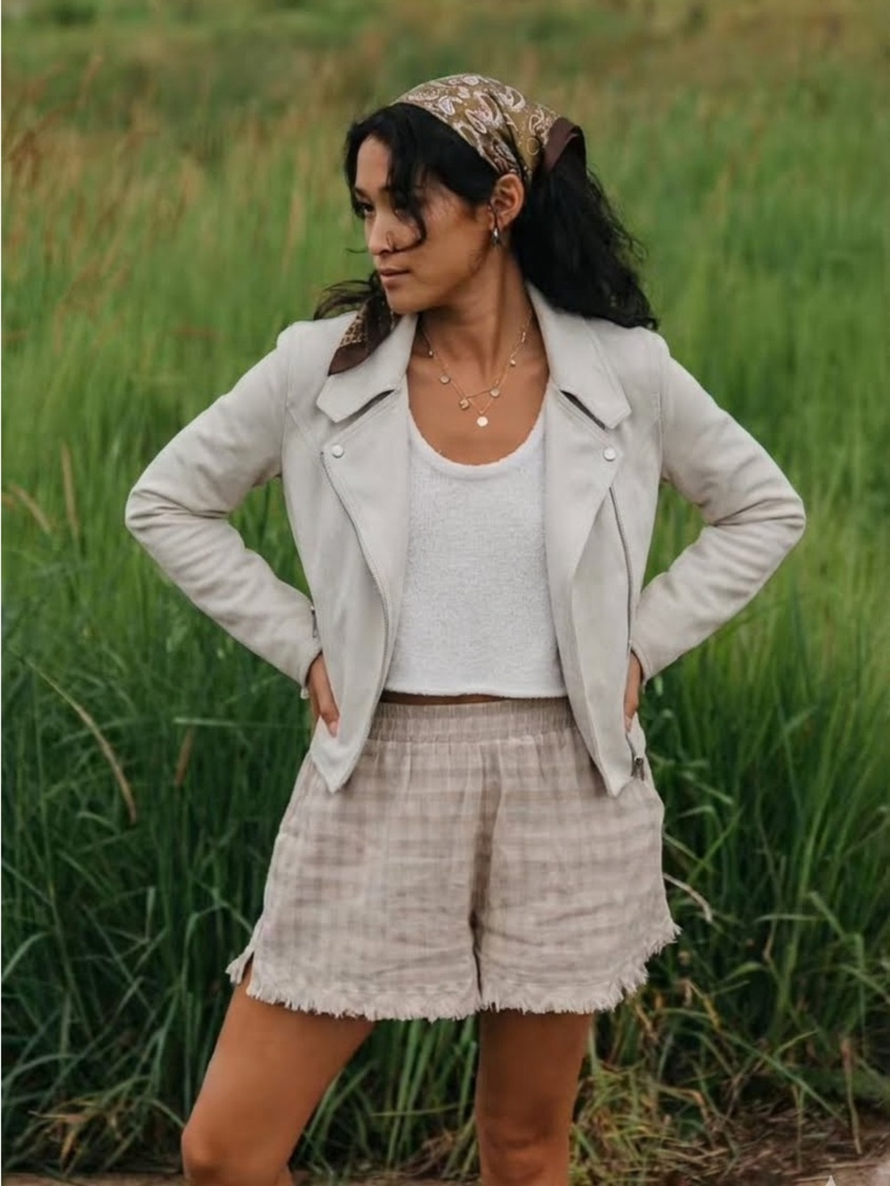 Philosophy Cream Cropped Moto Jacket - Soft Faux Leather